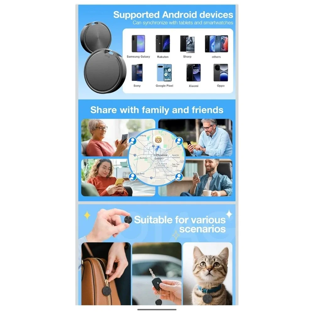 Android Air Tags 4-pack And 4-pack Of Keychain Holders NEW Never Opened